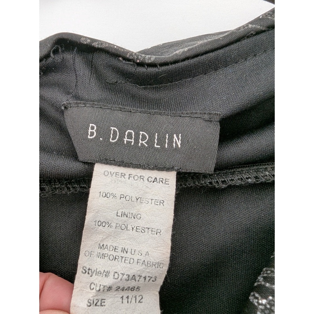Vintage B Darlin Dress Black‎ Silver Glitter Floral Halter Pleated 11/12 Y2K USA - Picture 5 of 9